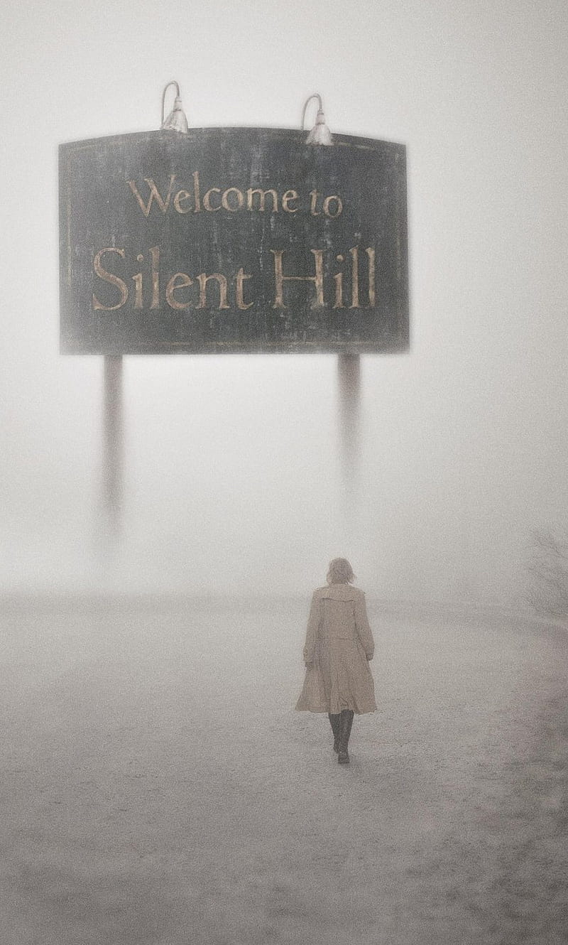 Silent Hill, Willkommensschild, Nebel, Frau, Hell, HD, Hintergrundbild fürs Handy