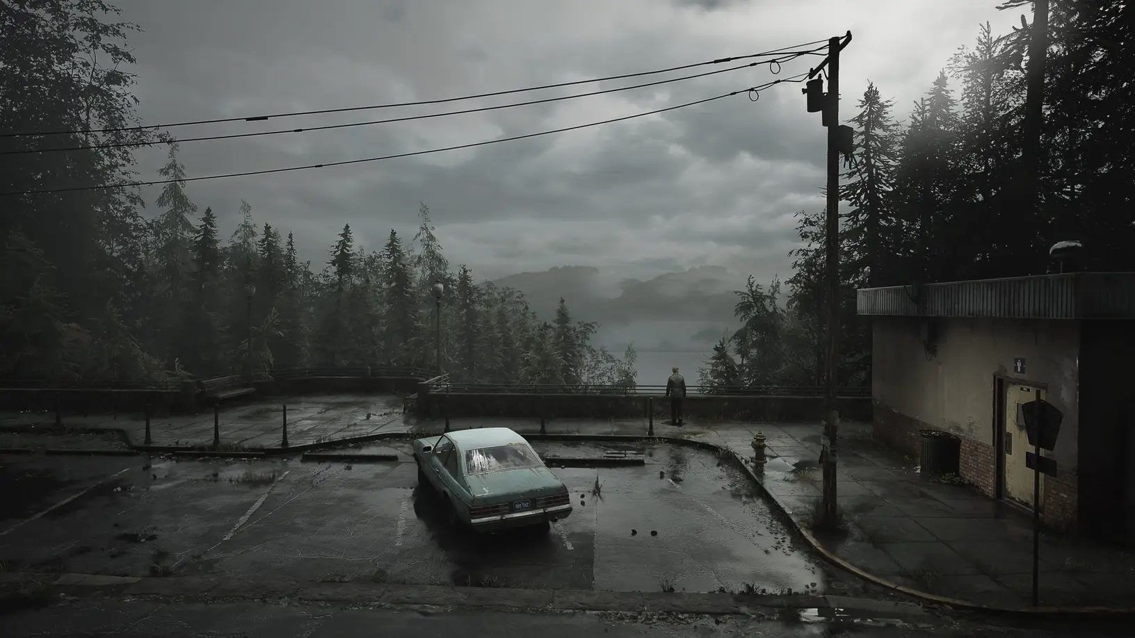 Silent Hill 2 Remake, Parkplatz, Auto, Nebel, Aussichtspunkt, HD, PC-Hintergrundbild