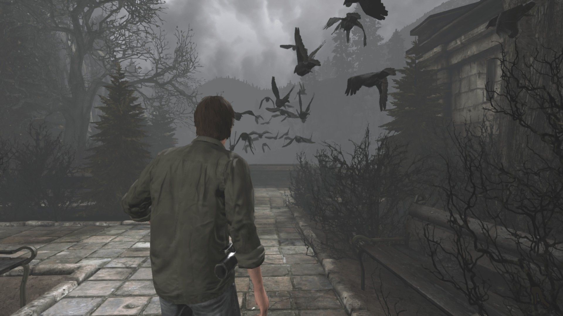 Murphy Pendleton, Silent Hill: Downpour, Krähen, Gehweg, Nebel, Full HD, Desktop-Hintergrund