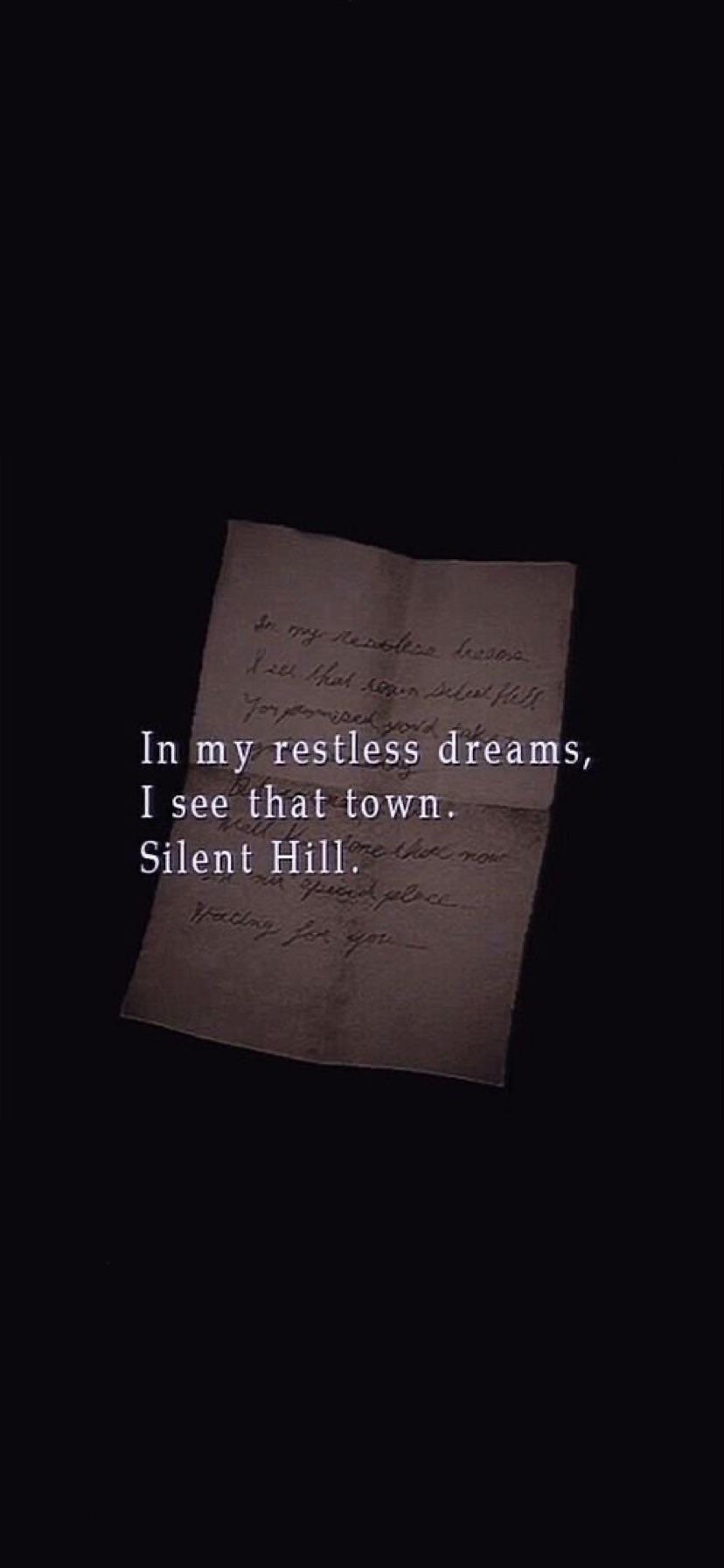 Silent Hill, Brief, Schwarzer Hintergrund, Minimalistisch, Zitat, Sperrbildschirm fürs iPhone