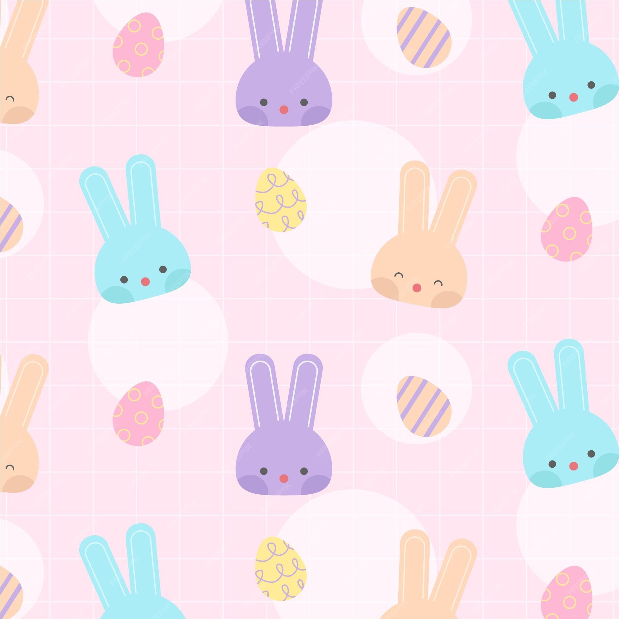 Osterhasen, Ostereier, Muster, Pastell, Ostern, Full HD, Hintergrundbild fürs Tablet