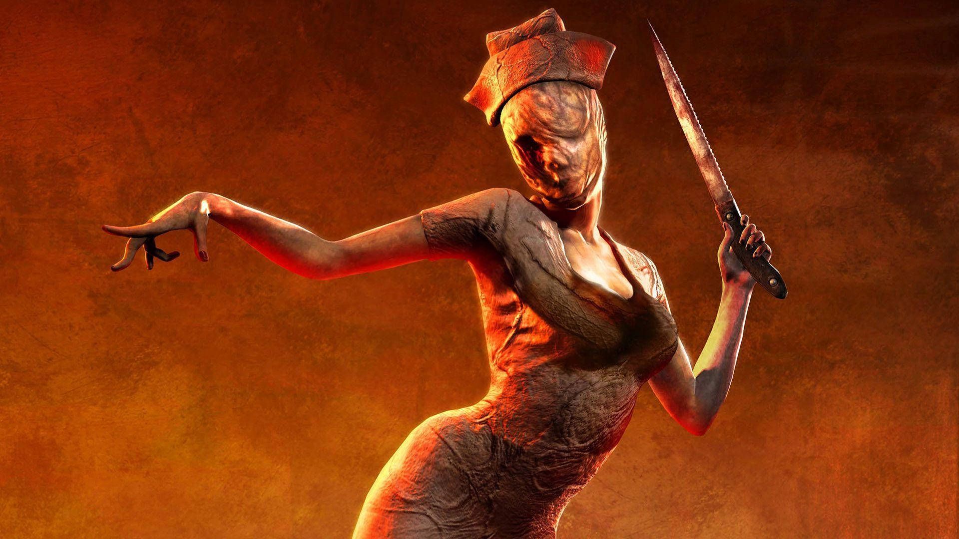 Krankenschwester, Silent Hill, Monster, Messer, Orange, 16:9, Full-HD-Hintergrundbild für den Desktop