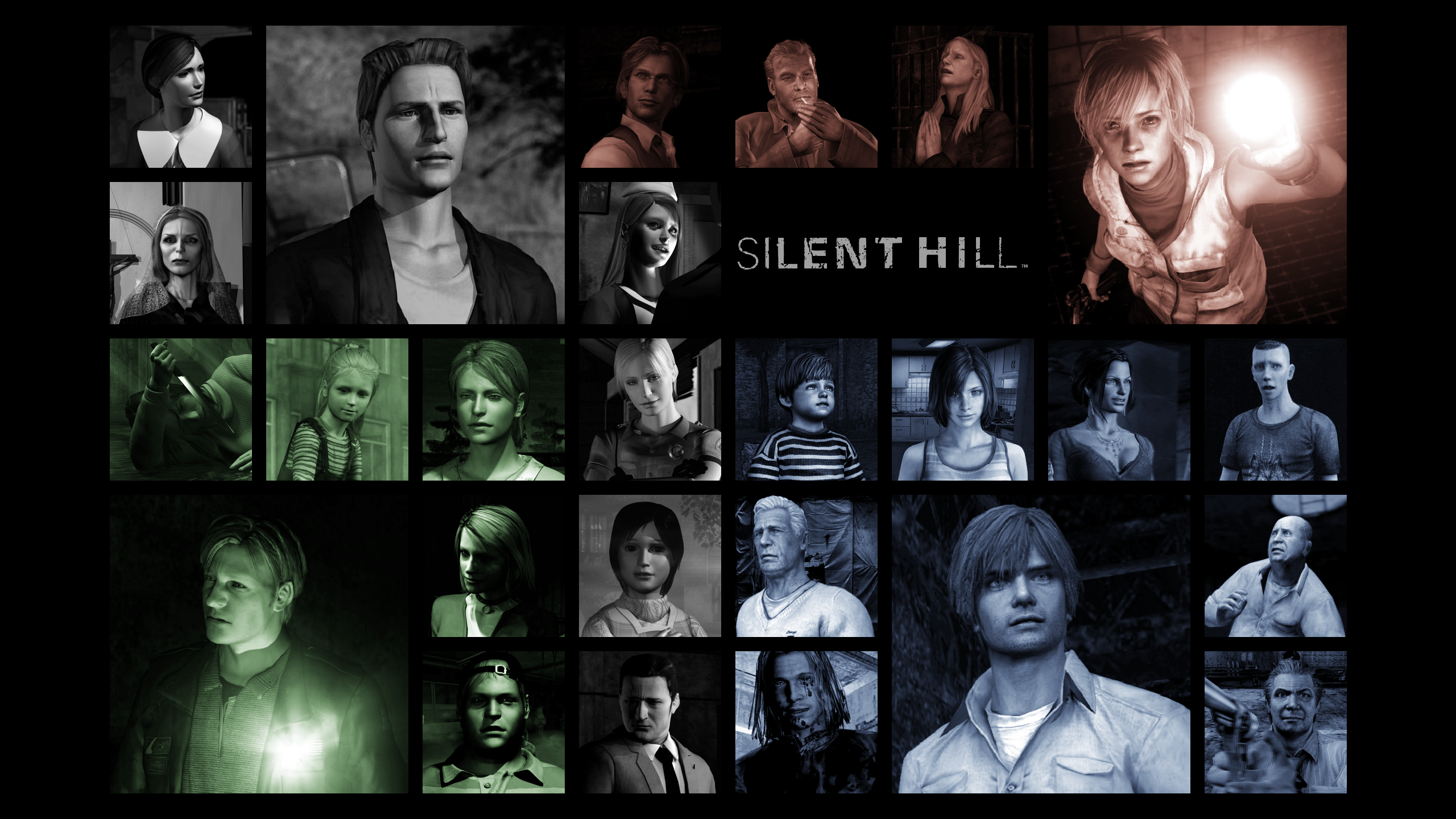 Silent Hill, Charaktere, Heather Mason, Collage, Porträts, 2560x1440, PC-Hintergrundbild