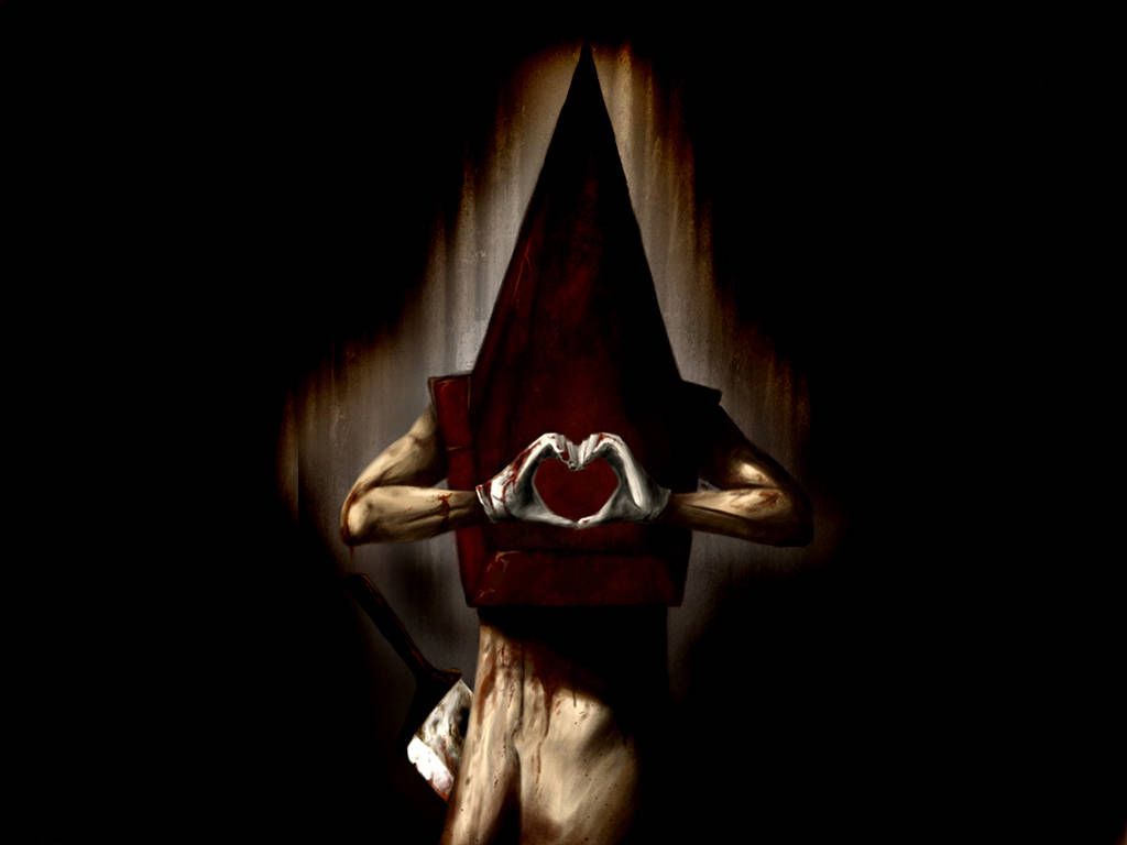 Pyramid Head, Silent Hill, Herzgeste, Schwarzer Hintergrund, Monster, Wallpaper