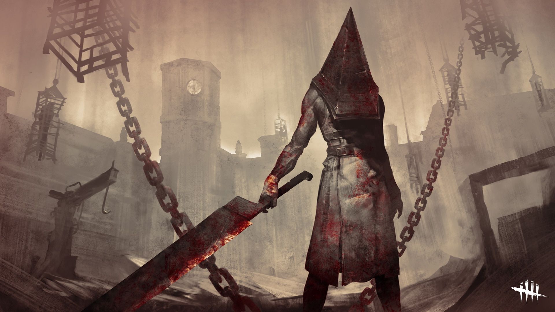 Pyramid Head, Dead by Daylight, Großes Messer, Ketten, Horror, 1920x1080, Desktop-Hintergrund