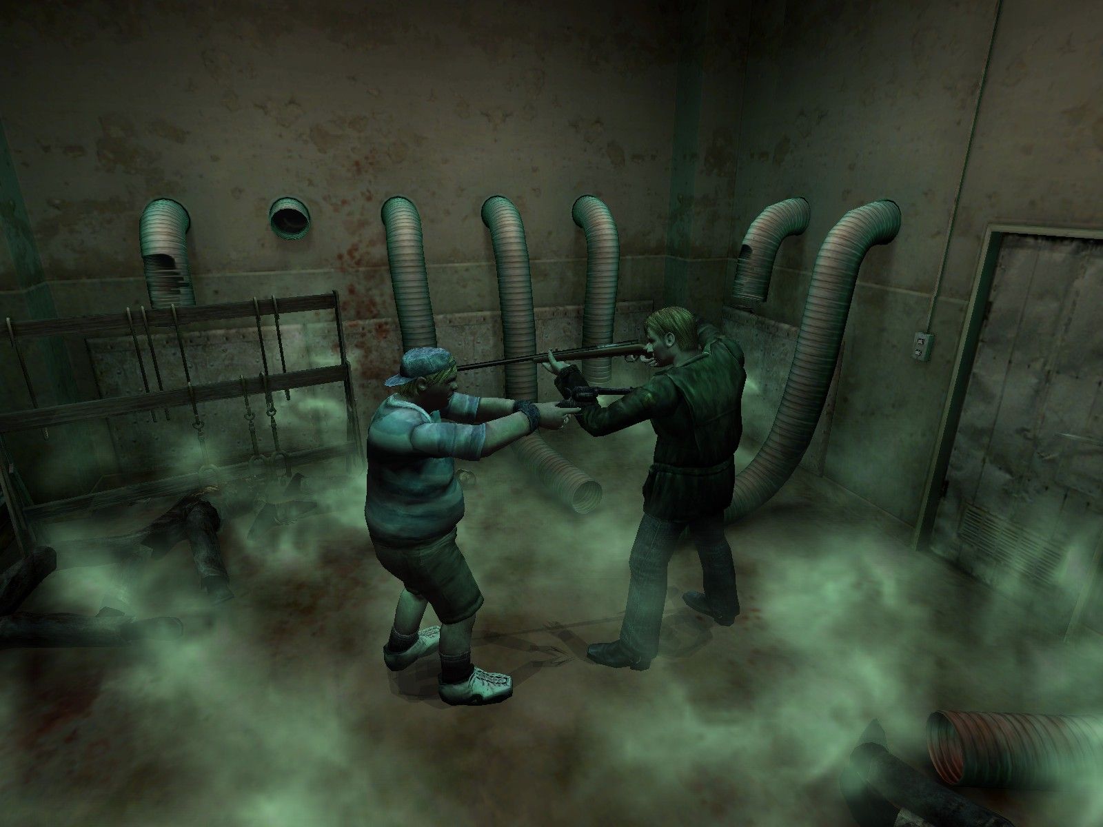 Silent Hill, Kampf, Rohre, Grüner Nebel, Gameplay, Hintergrundbild für iPad und Tablet