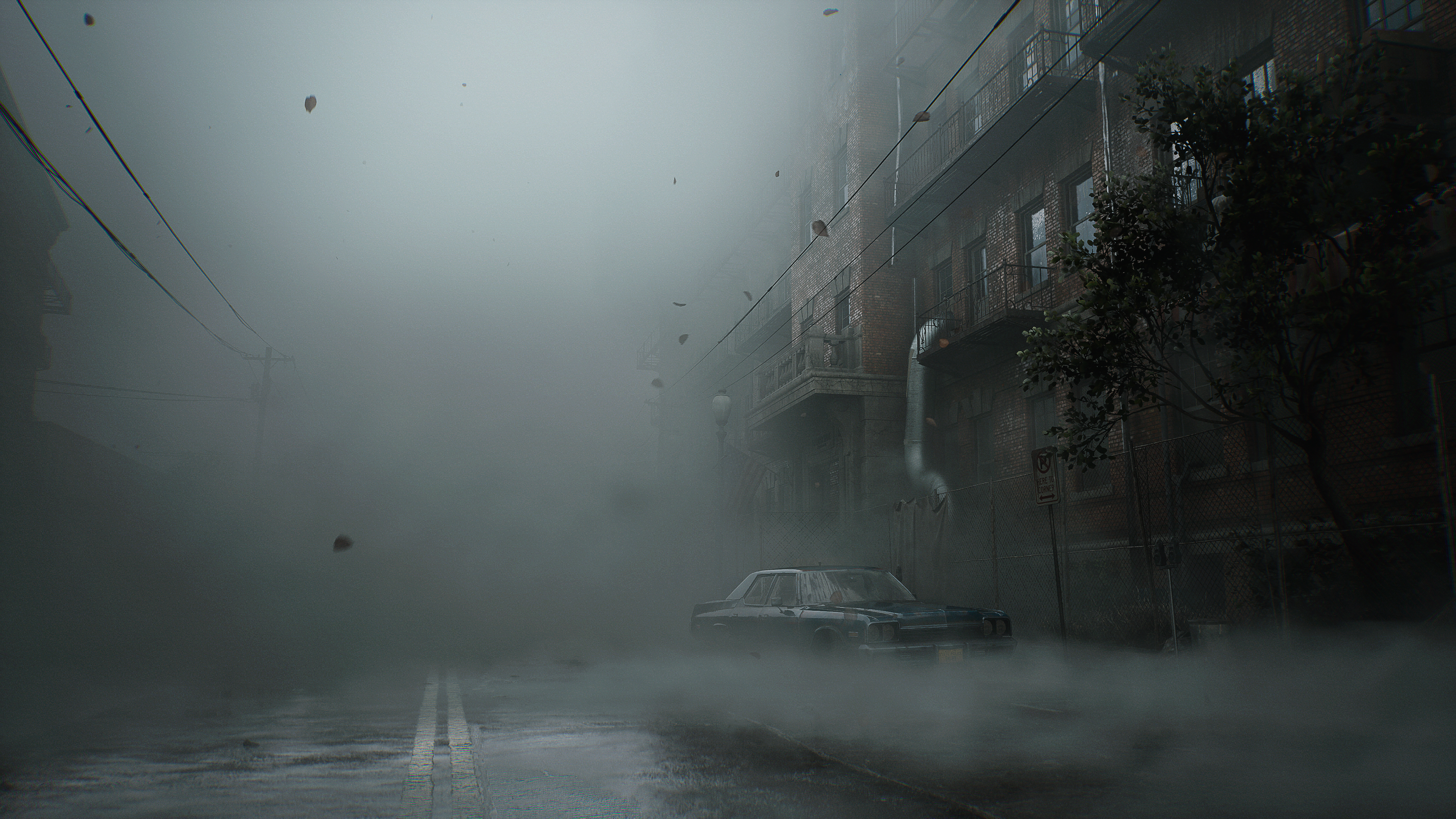 Silent Hill, Straße, Nebel, Auto, Düster, 4K, Desktop-Hintergrund für Windows