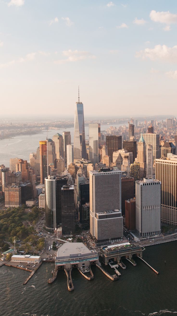 One World Trade Center, Lower Manhattan, New York City, Luftaufnahme, Skyline, iPhone-Hintergrundbild