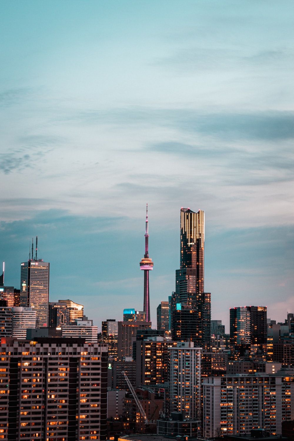 CN Tower, Toronto, Skyline, Wolken, Türkiser Himmel, HD, Handy-Hintergrund im Hochformat