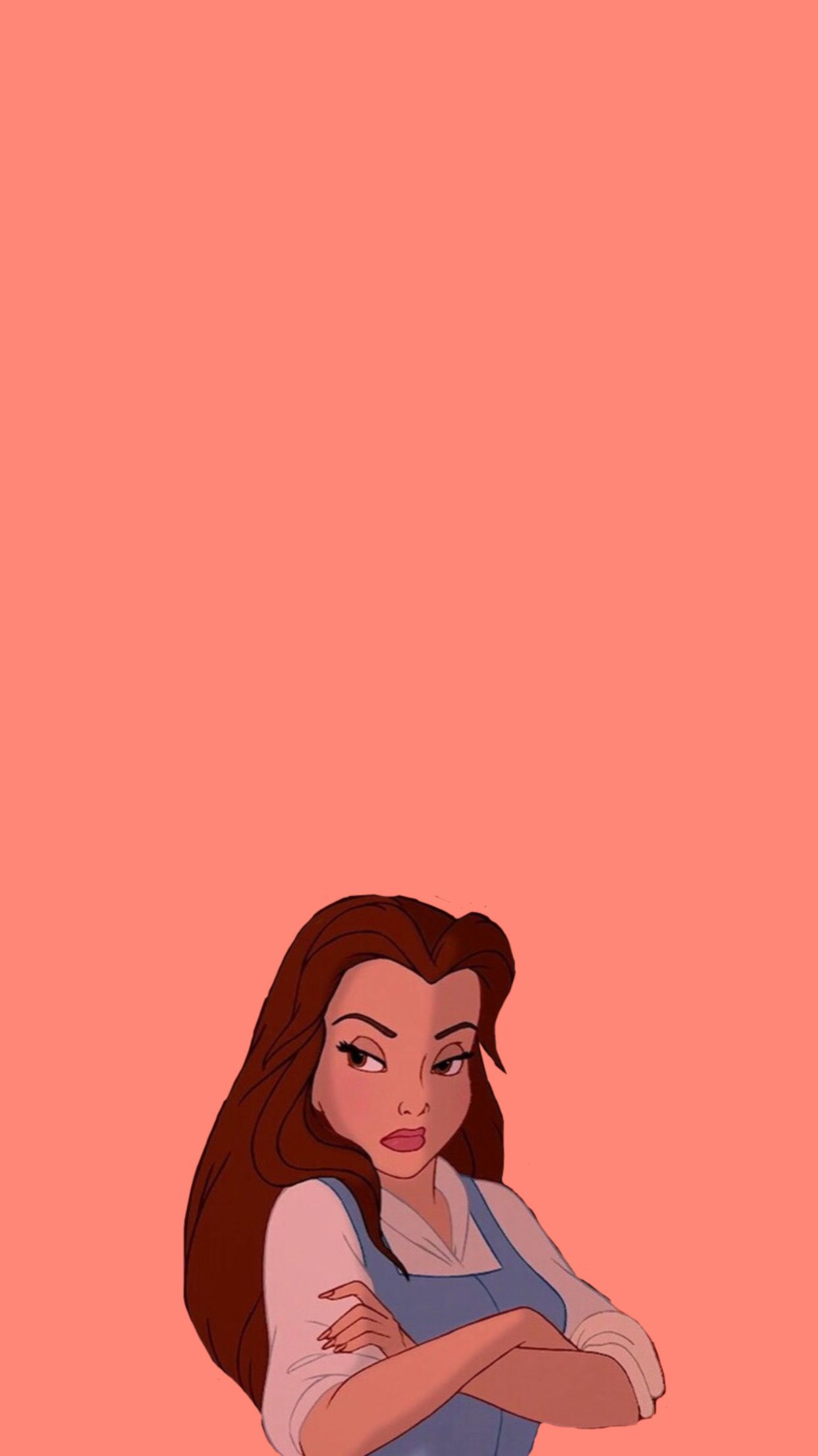 Belle, Die Schöne und das Biest, Korallenrot, Minimalistisch, Android-Hintergrundbild
