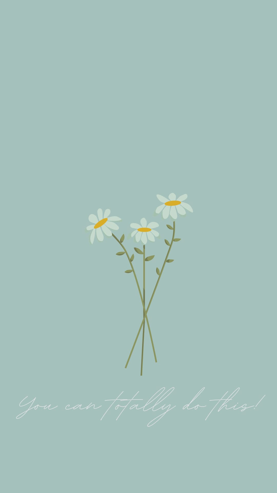 Gänseblümchen, Spruch, Salbeigrün, Minimalismus, Handschrift, Full HD, iPhone-Hintergrundbild