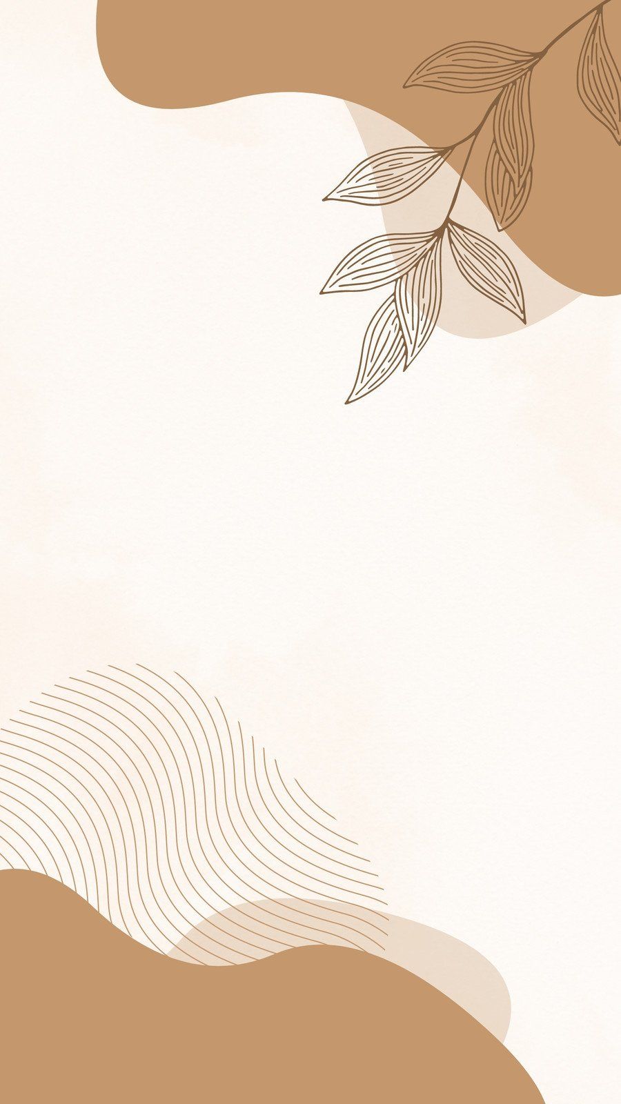Boho, Abstrakte Formen, Blätter, Beige, Erdtöne, Hochformat, Hintergrundbild fürs Smartphone