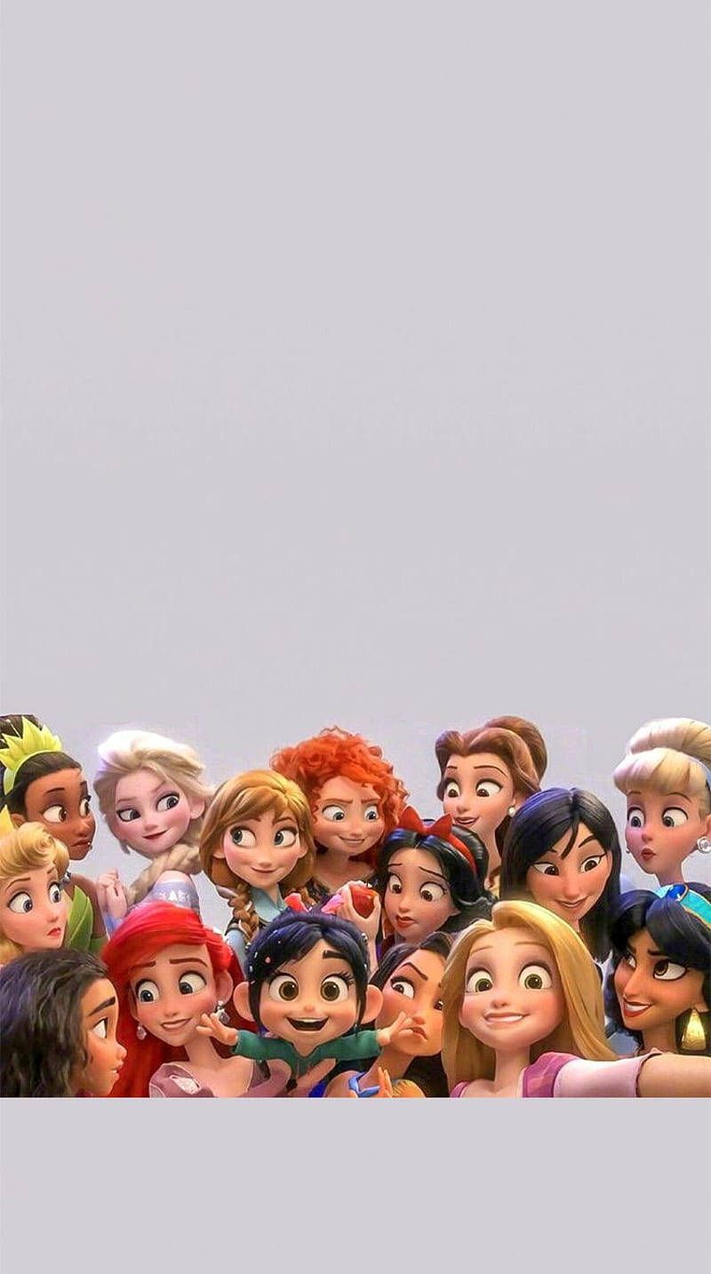 Chaos im Netz, Disney-Prinzessinnen, Gruppenbild, Vanellope, Grau, HD, Handy-Hintergrundbild