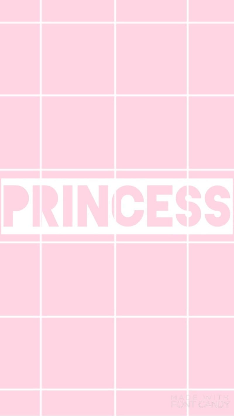Princess, Schriftzug, Rosa Karomuster, Pastell, HD, Handy-Hintergrund im Hochformat