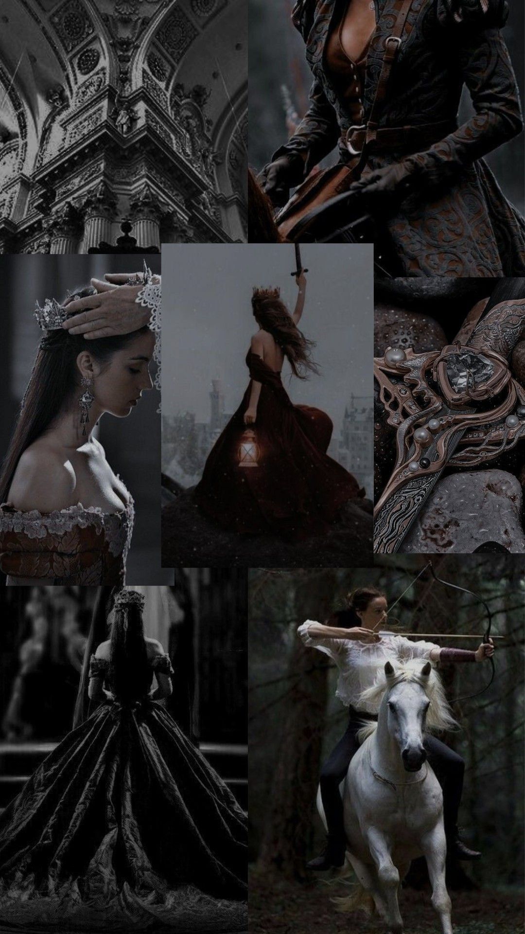 Dark Aesthetic, Collage, Schwarzes Kleid, Schimmel, Gotisch, Full HD, Handy-Hintergrund