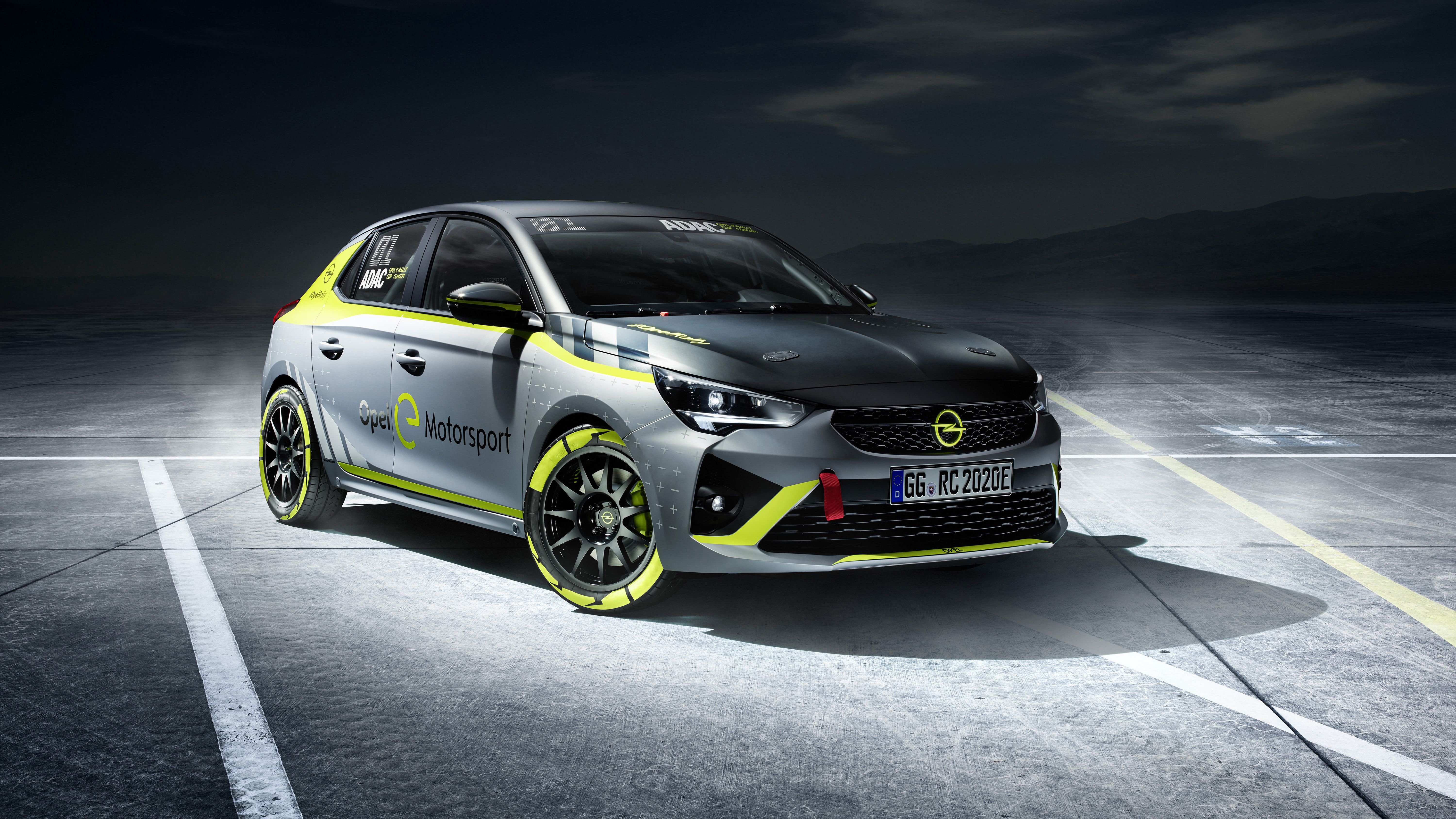 Opel Corsa-e Rally, Opel Corsa, Rallyeauto, Elektroauto, Nacht, 6K, Laptop-Hintergrundbild