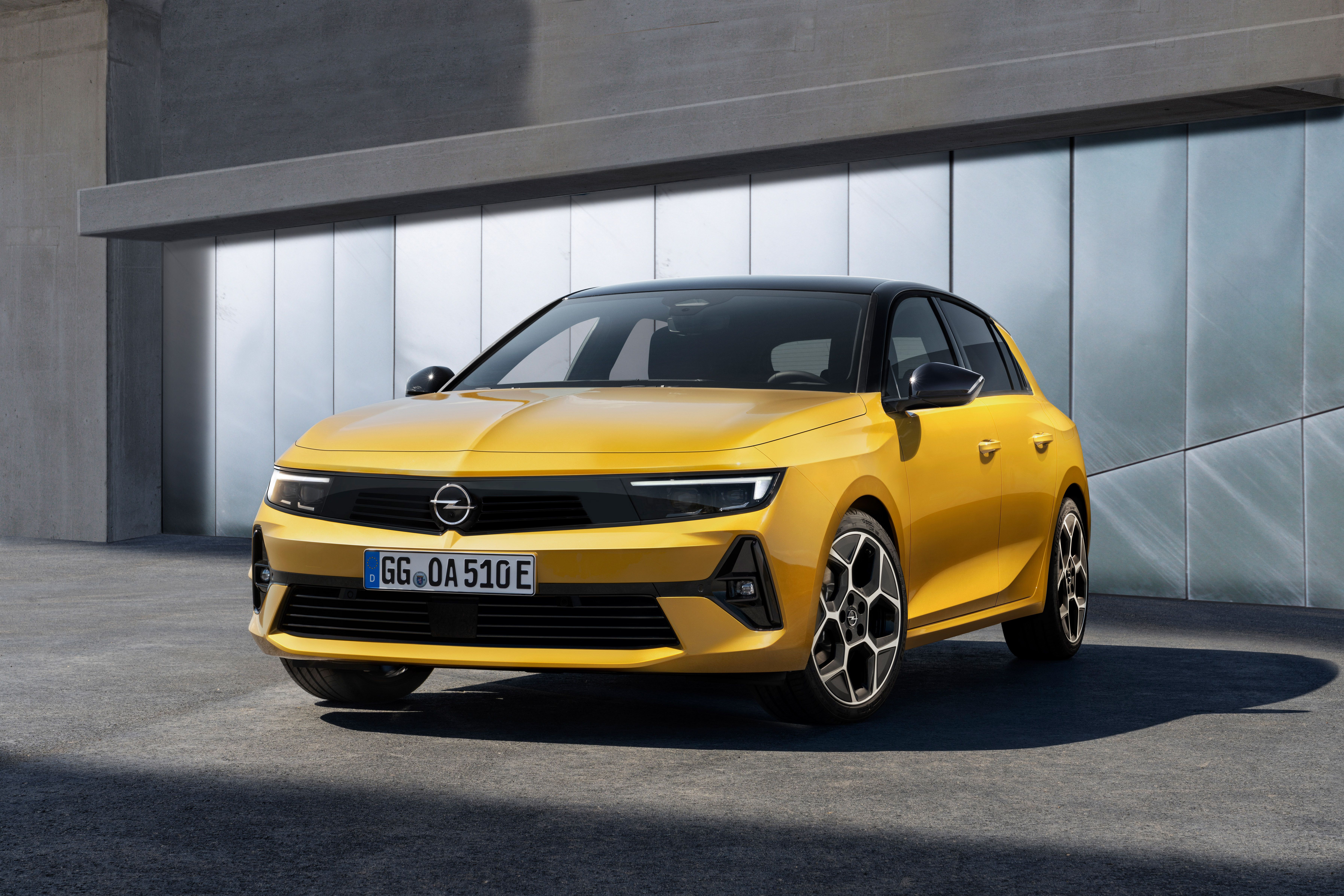 Opel Astra, Opel, Gelb, Schwarzes Dach, Kompaktwagen, 6K, Hintergrundbild für den PC