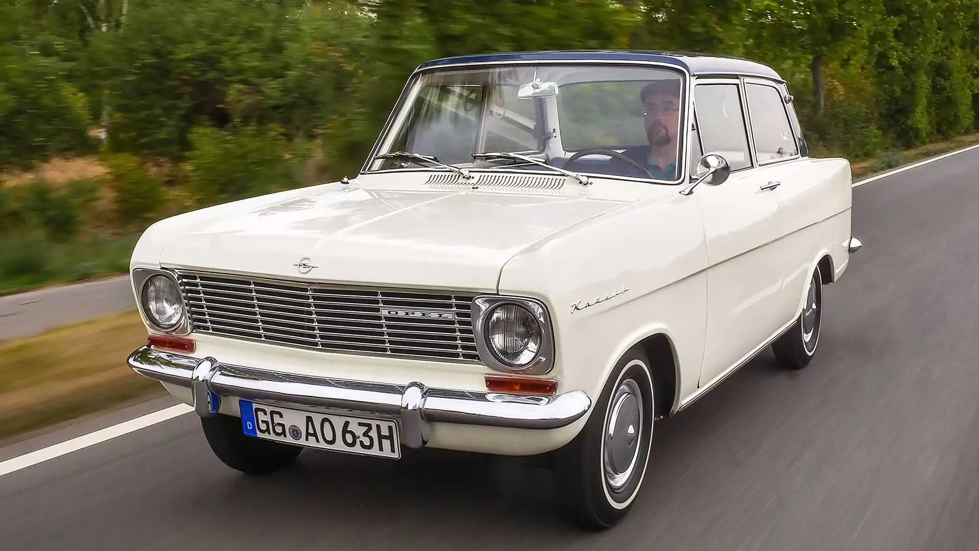 Opel Kadett A, Opel Kadett, Opel, Oldtimer, Weiß, Landstraße, Full HD, Laptop-Hintergrundbild