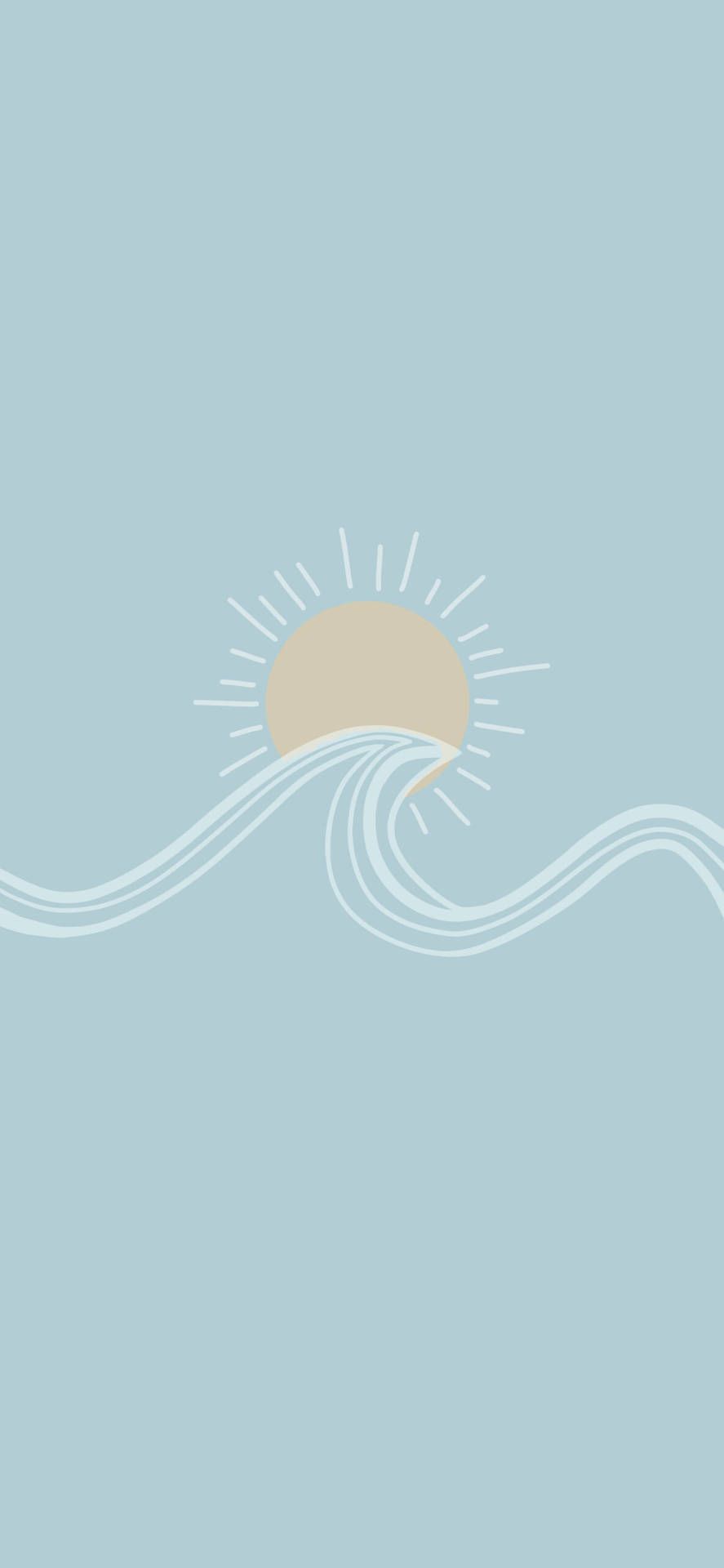 Line Art, Sonne, Welle, Minimalistisch, Hellblauer Hintergrund, Sperrbildschirm fürs iPhone