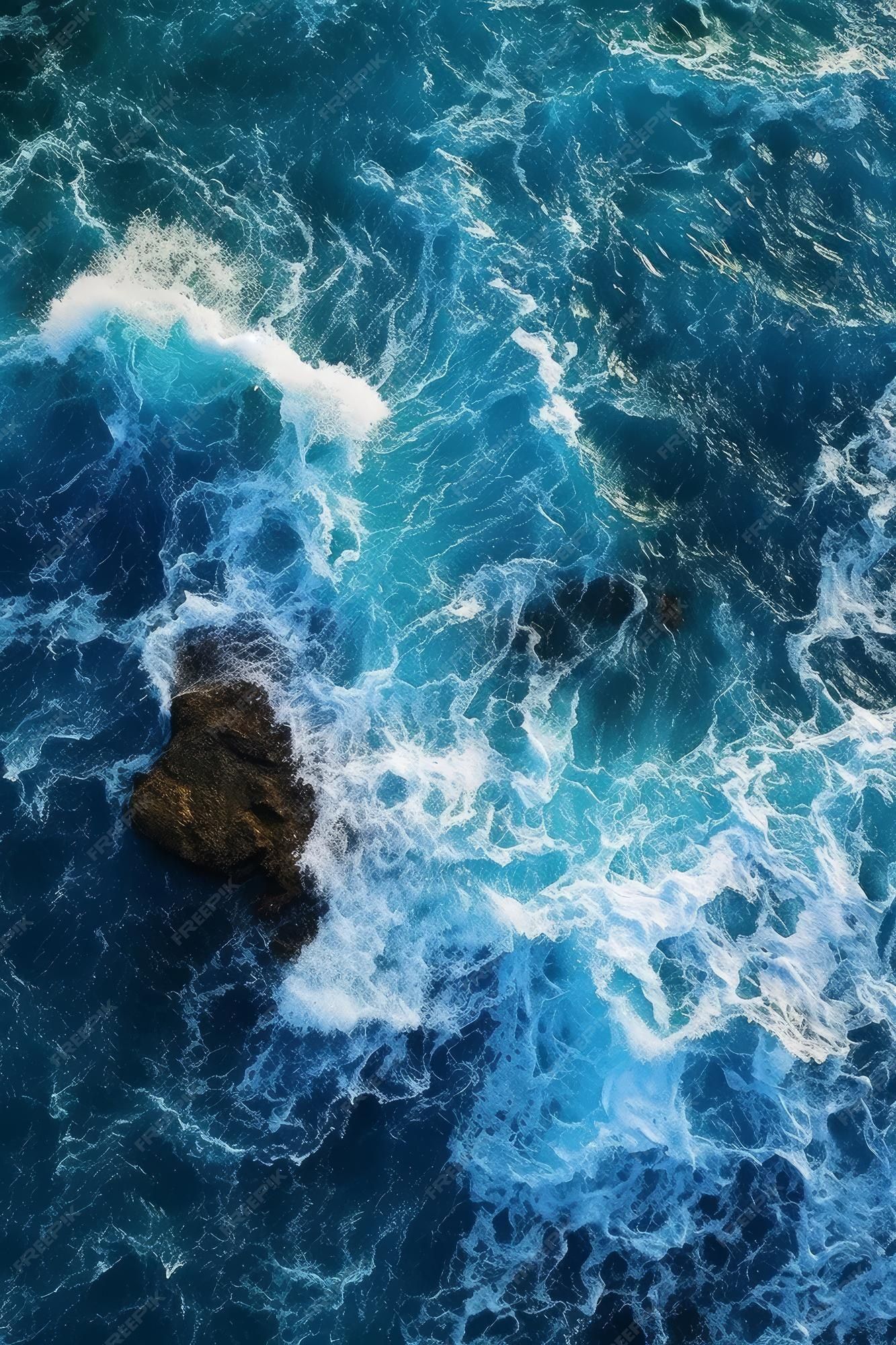 Ozean, Felsen, Gischt, Luftaufnahme, Tiefblau, Full HD, Hintergrundbild fürs Handy