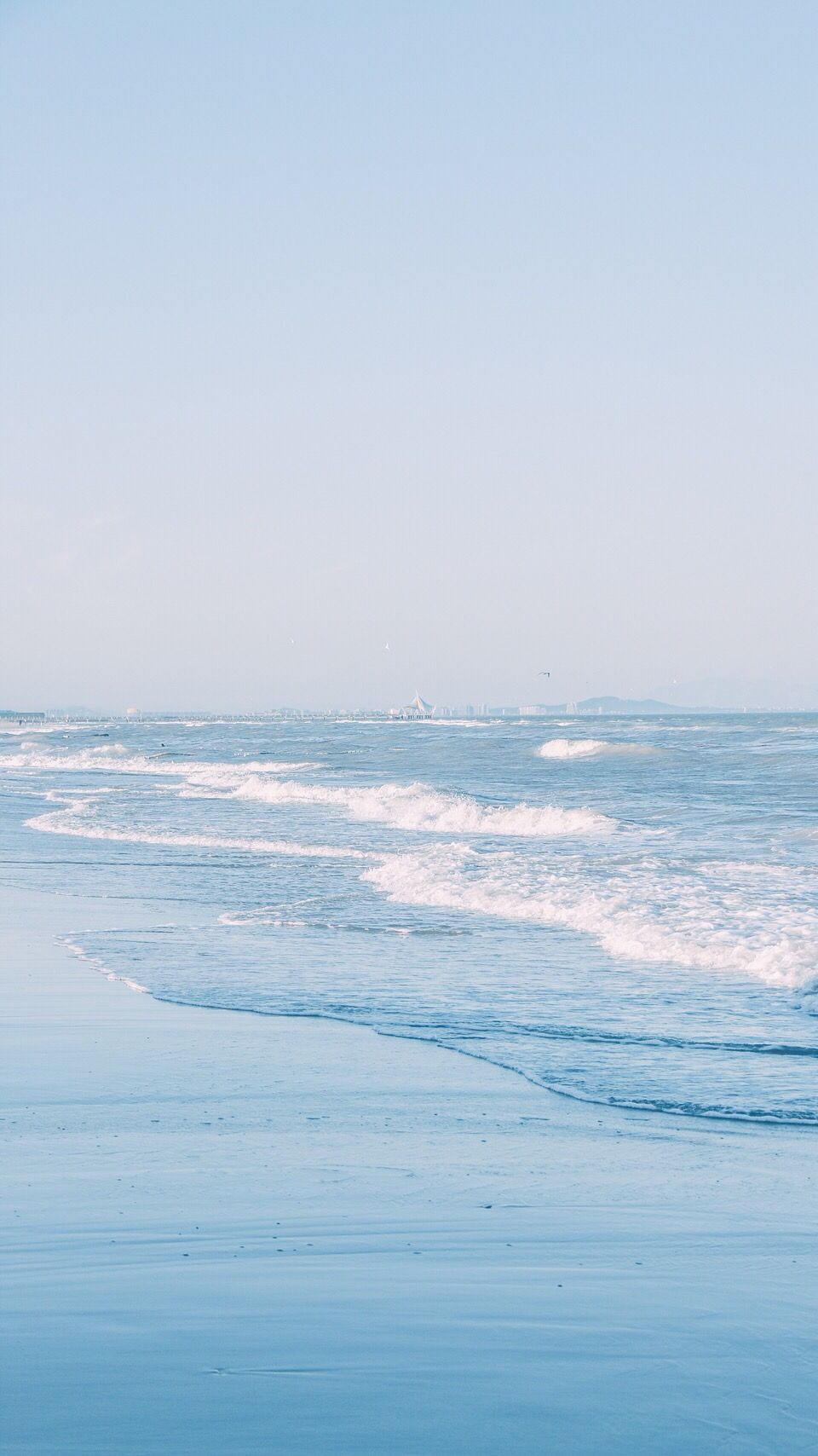 Meer, Strand, Hellblau, Minimalistisch, Ruhig, HD, Sperrbildschirm fürs iPhone