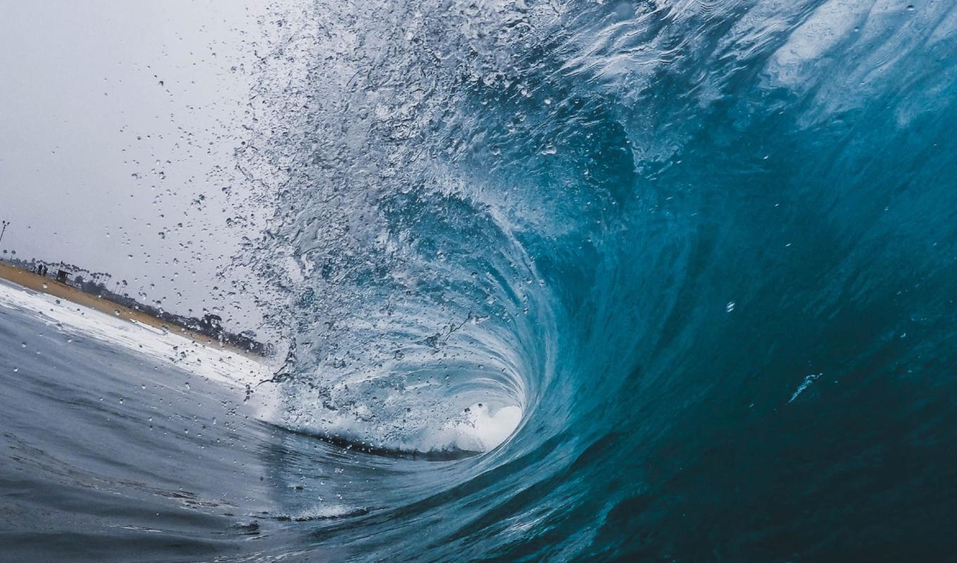 Tube, Brechende Welle, Spritzwasser, Surfen, Blaugrün, HD, Desktop-Hintergrund für Windows