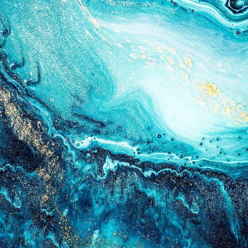 Fluid Art, Marmoroptik, Goldflitter, Türkis, Abstrakt, Hintergrundbild für iPad und Tablet
