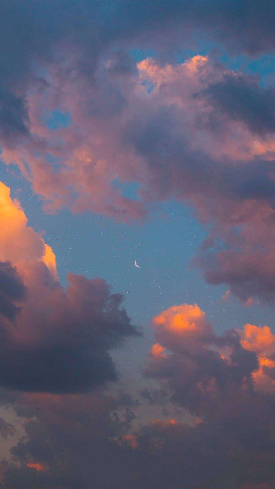 Wolken, Dämmerung, Orange Ränder, Blaugrau, HD, Handy-Hintergrund im Hochformat