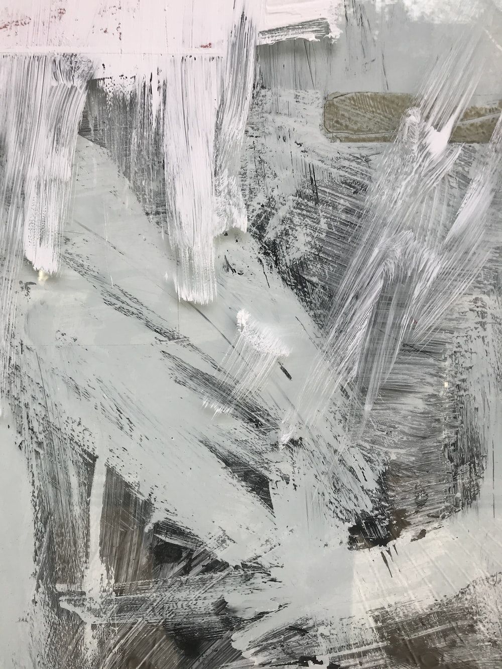 Pinselstriche, Abstrakte Malerei, Grau, Weiß, Kunst, Hintergrundbild für iPad und Tablet