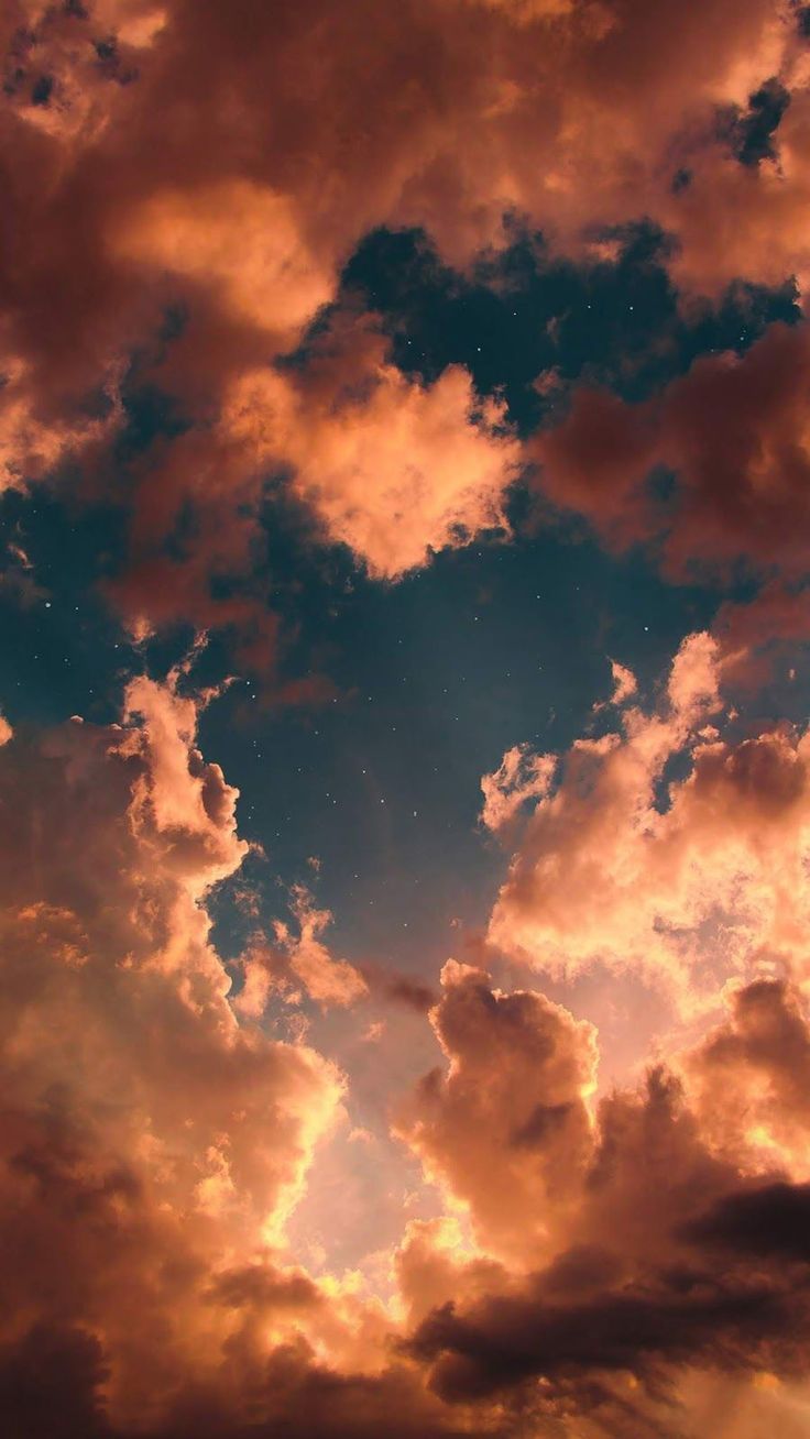 Glühende Wolken, Sonnenuntergang, Dramatisch, Orange, HD, Handy-Hintergrund im Hochformat