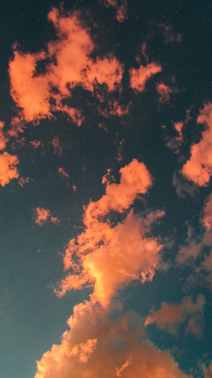 Orange Wolken, Dunkler Himmel, Abendrot, HD, Sperrbildschirm fürs iPhone