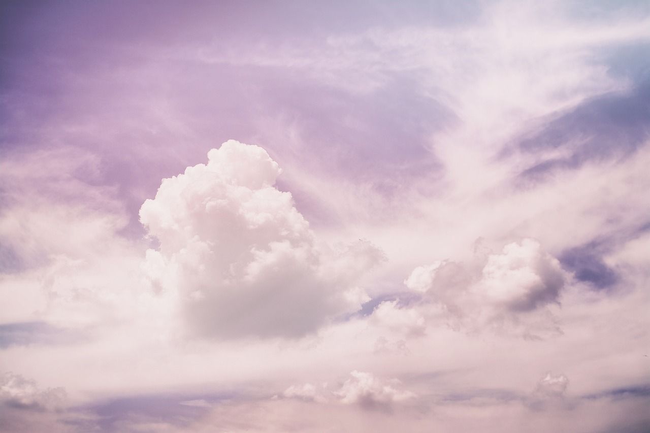 Quellwolken, Lila Himmel, Pastell, HD, Hintergrundbild für den PC