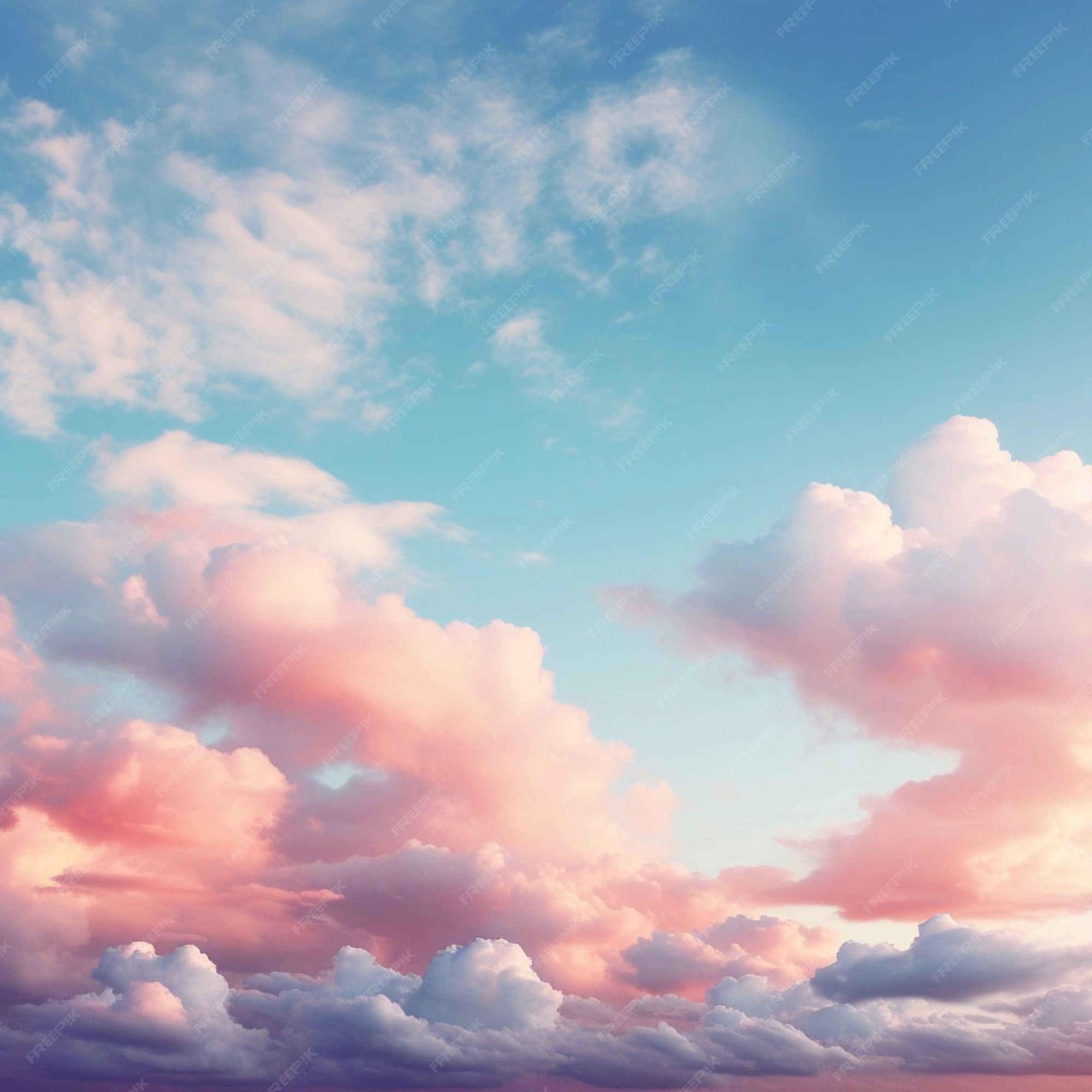 Rosa Wolken, Blauer Himmel, Pastell, Regen, Full HD, Hintergrundbild fürs Tablet