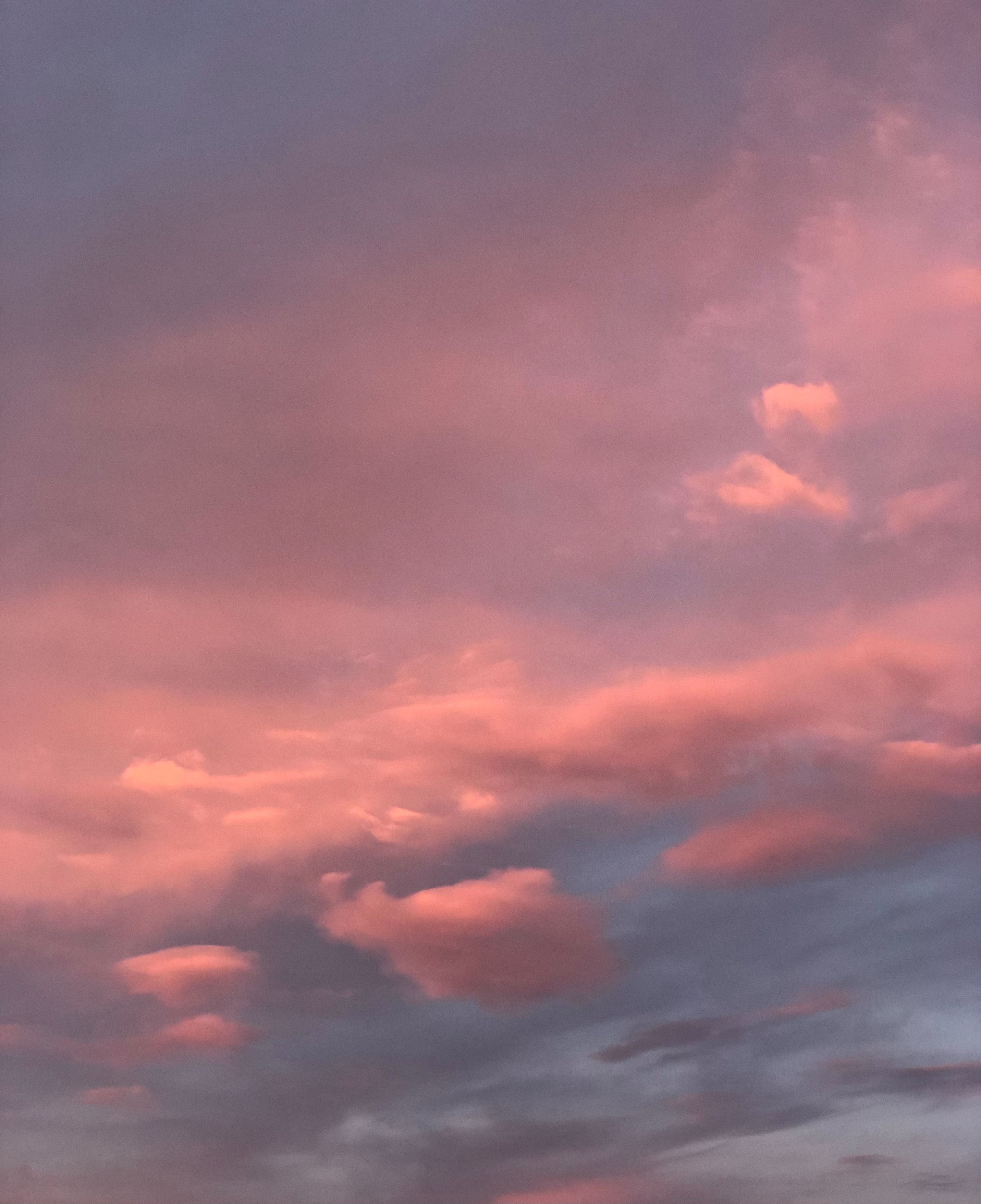 Rosa Wolken, Abendhimmel, Grautöne, QHD+, Hintergrundbild fürs Tablet