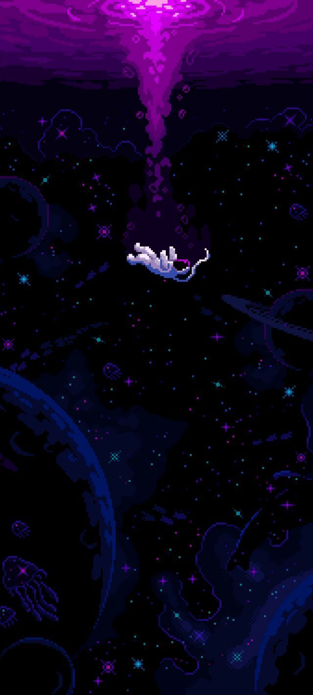 Astronaut, Weltall, Lichtstrahl, Lila, Hochformat, Hintergrundbild für iPhone und Android