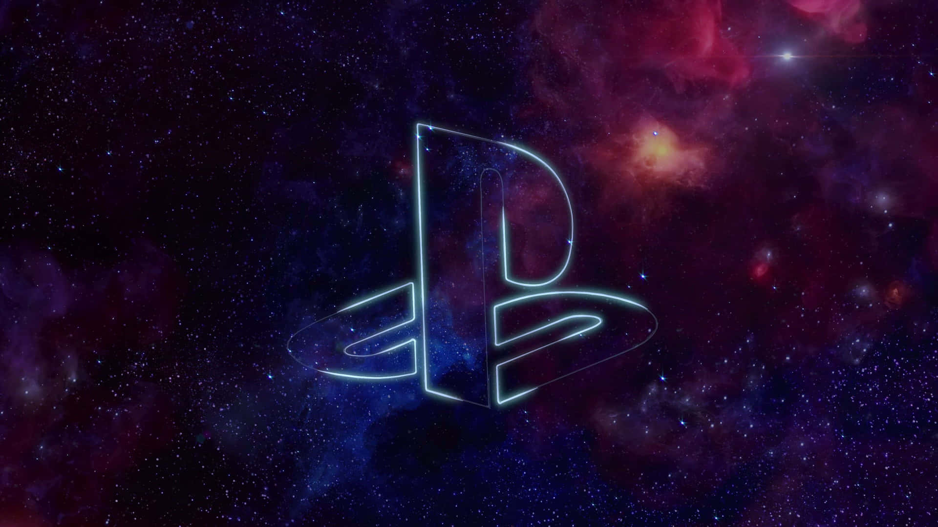 PlayStation, Logo, Galaxie, Neonumriss, 1920x1080, Full-HD-Hintergrundbild für PC