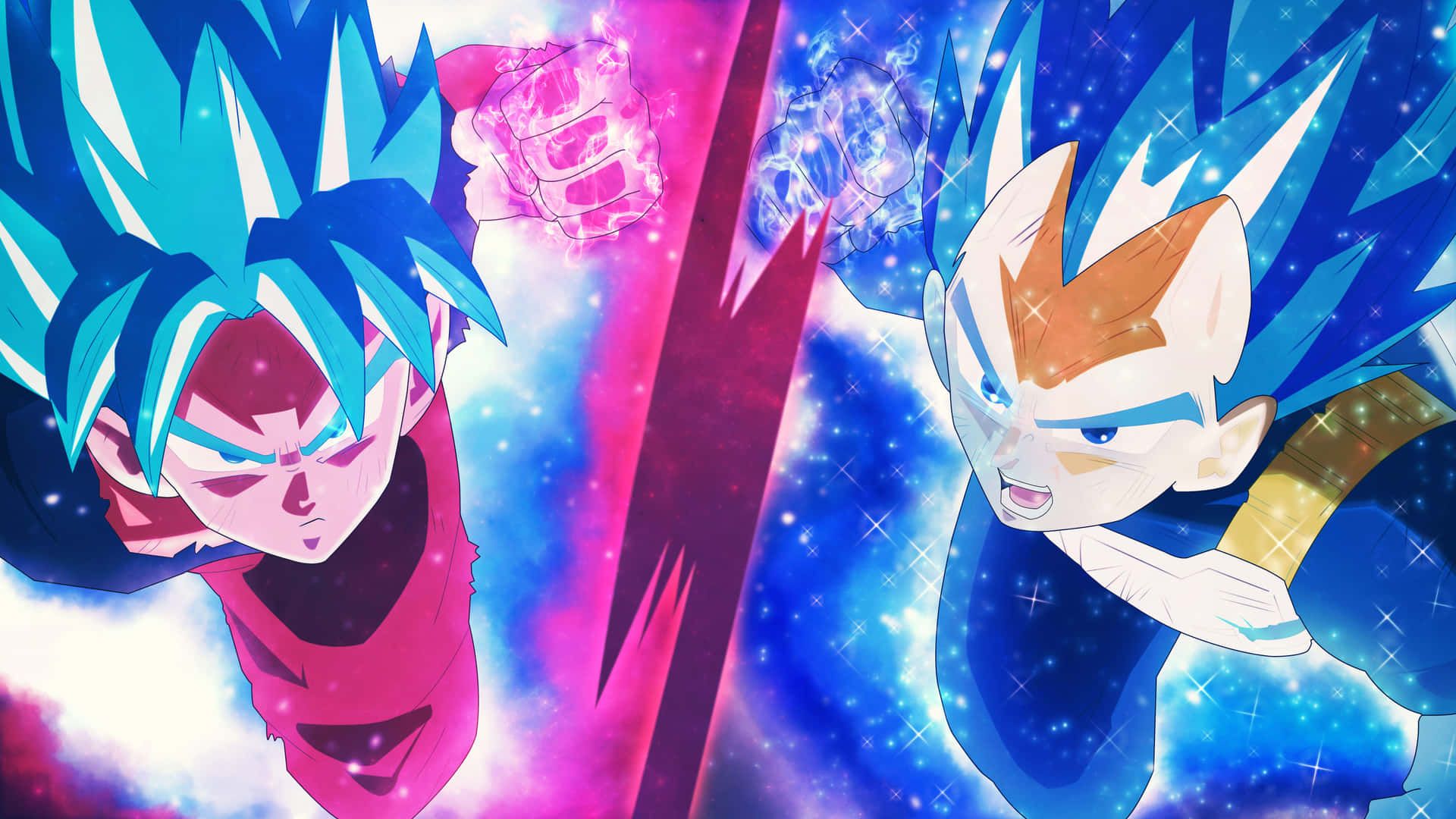 Son Goku, Vegeta, Dragon Ball Super, Super Saiyajin Blue, Anime, 1920x1080, Desktop-Hintergrund