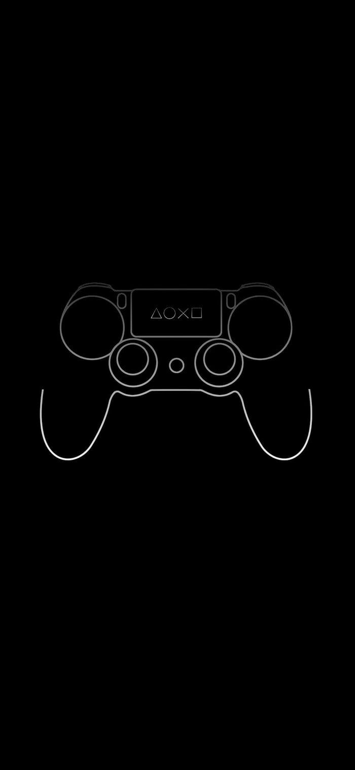 Controller, Strichzeichnung, Schwarzer Hintergrund, Minimalistisch, Sperrbildschirm fürs iPhone