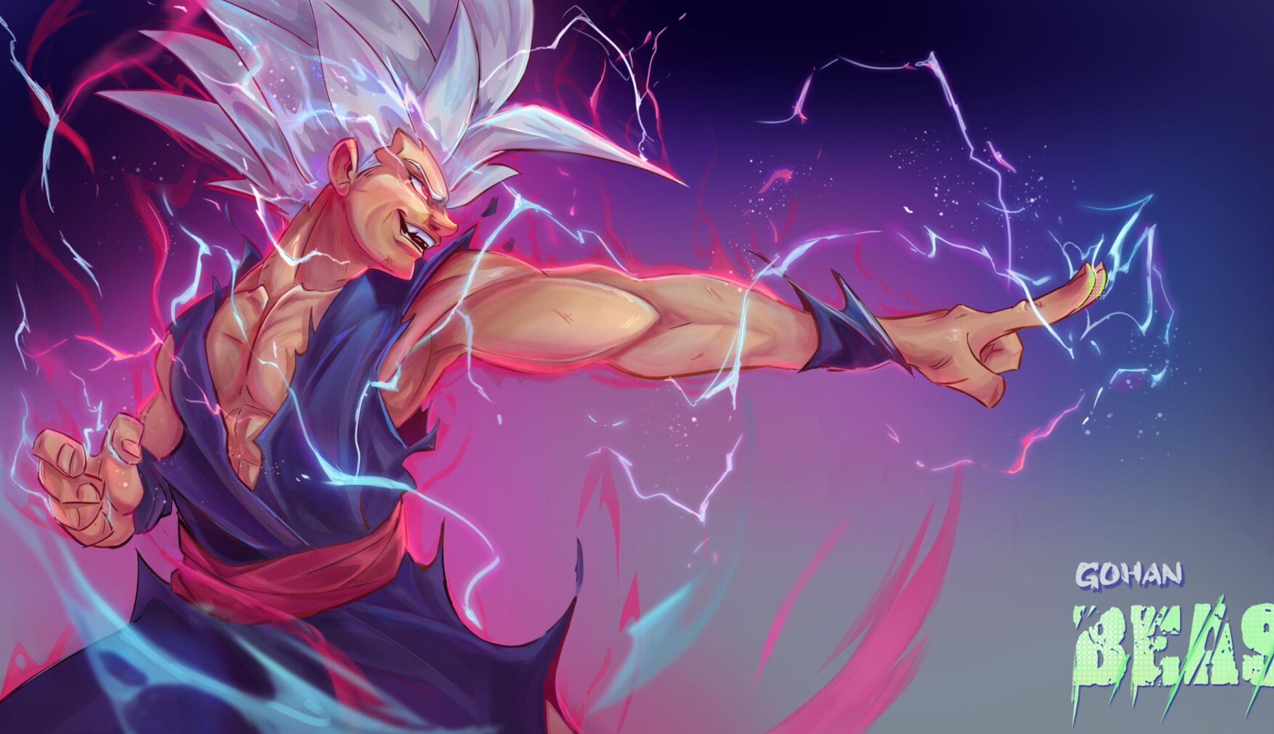 Son Gohan, Gohan Beast, Dragon Ball Super: Super Hero, Blitze, Anime, 2K, Laptop-Hintergrundbild