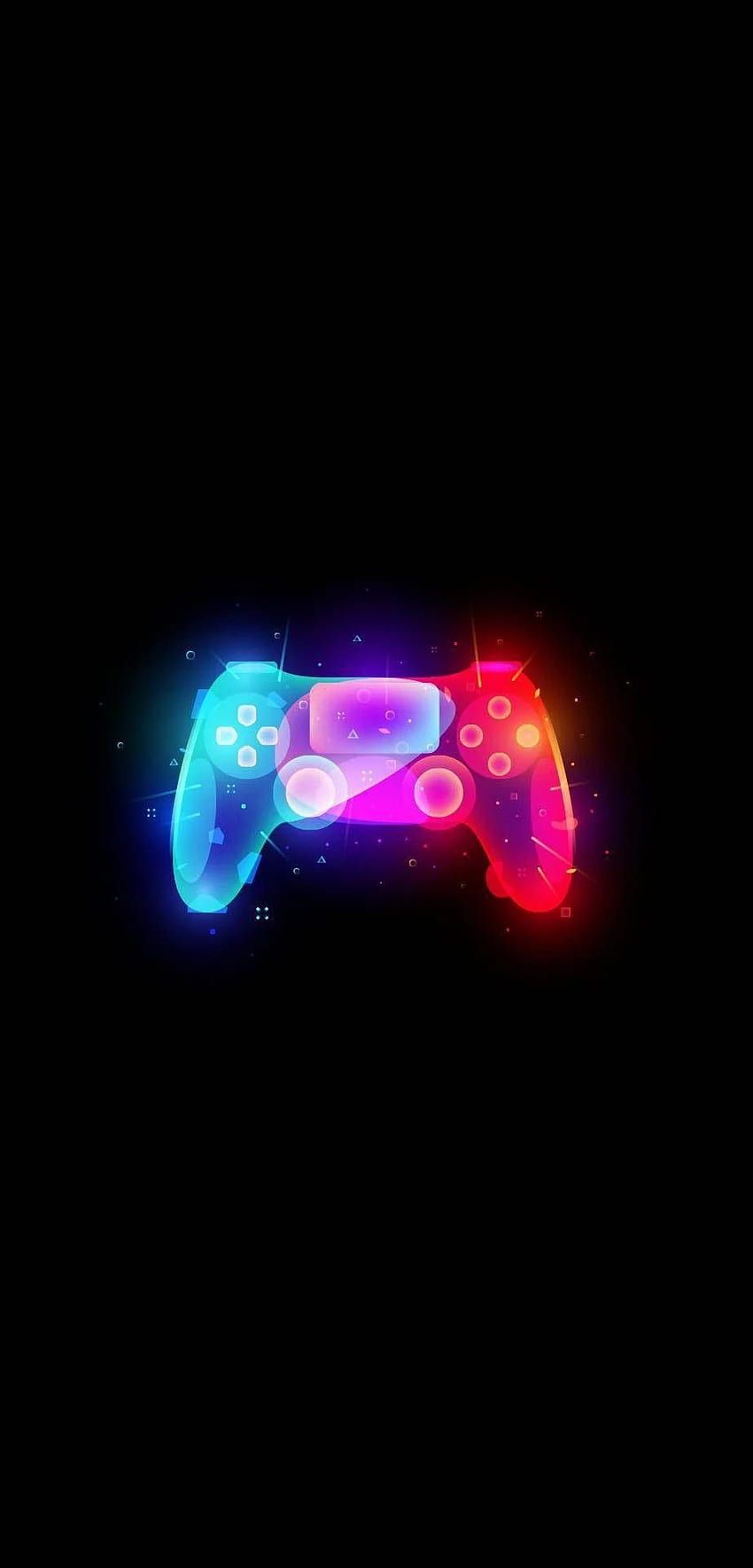 Controller, Neon, Rot-Blau, Schwarzer Hintergrund, Minimalistisch, Sperrbildschirm fürs iPhone