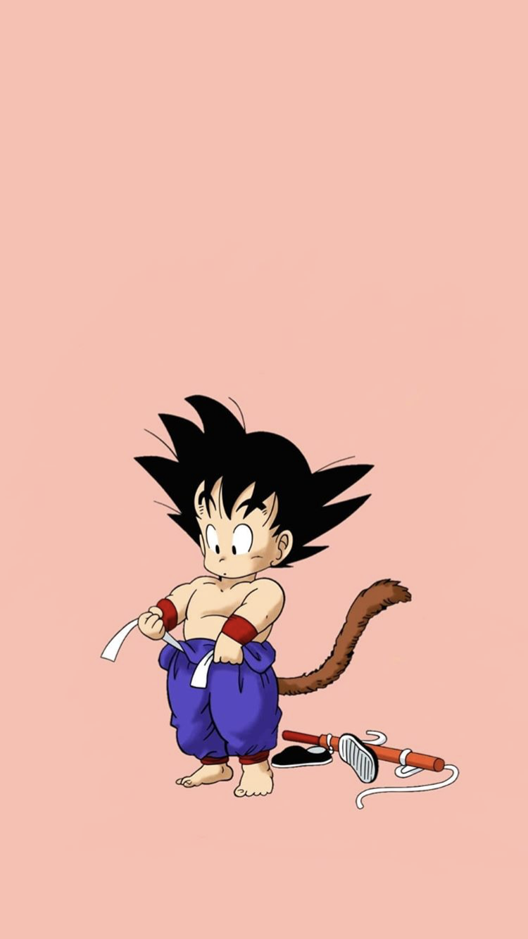 Son Goku, Kid Goku, Dragon Ball, Affenschwanz, Pfirsichfarben, 750x1334, Handy-Hintergrund