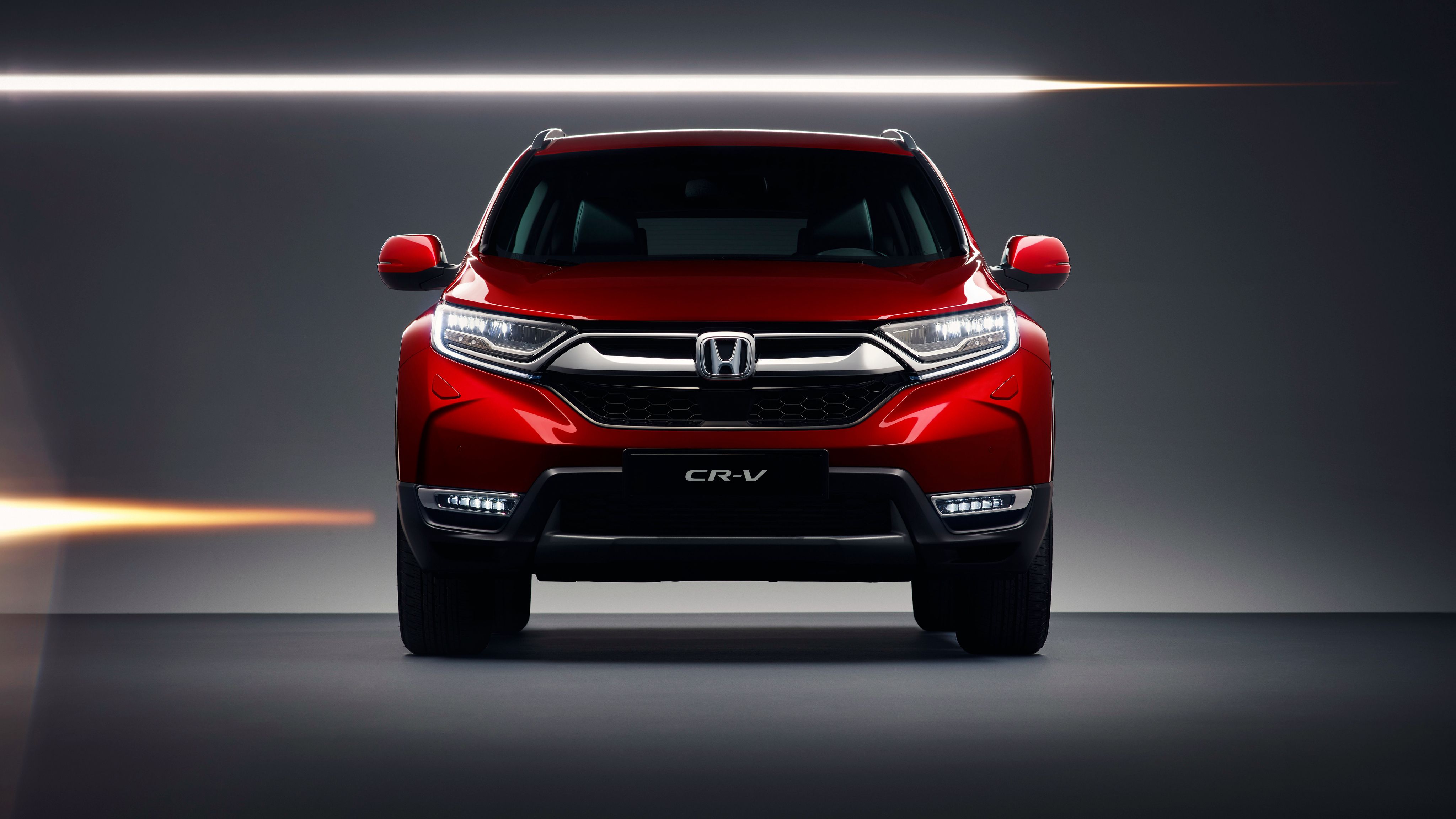 Honda CR-V, Honda, Roter SUV, Frontansicht, Studio, Lichtstreifen, 4K, PC-Hintergrundbild