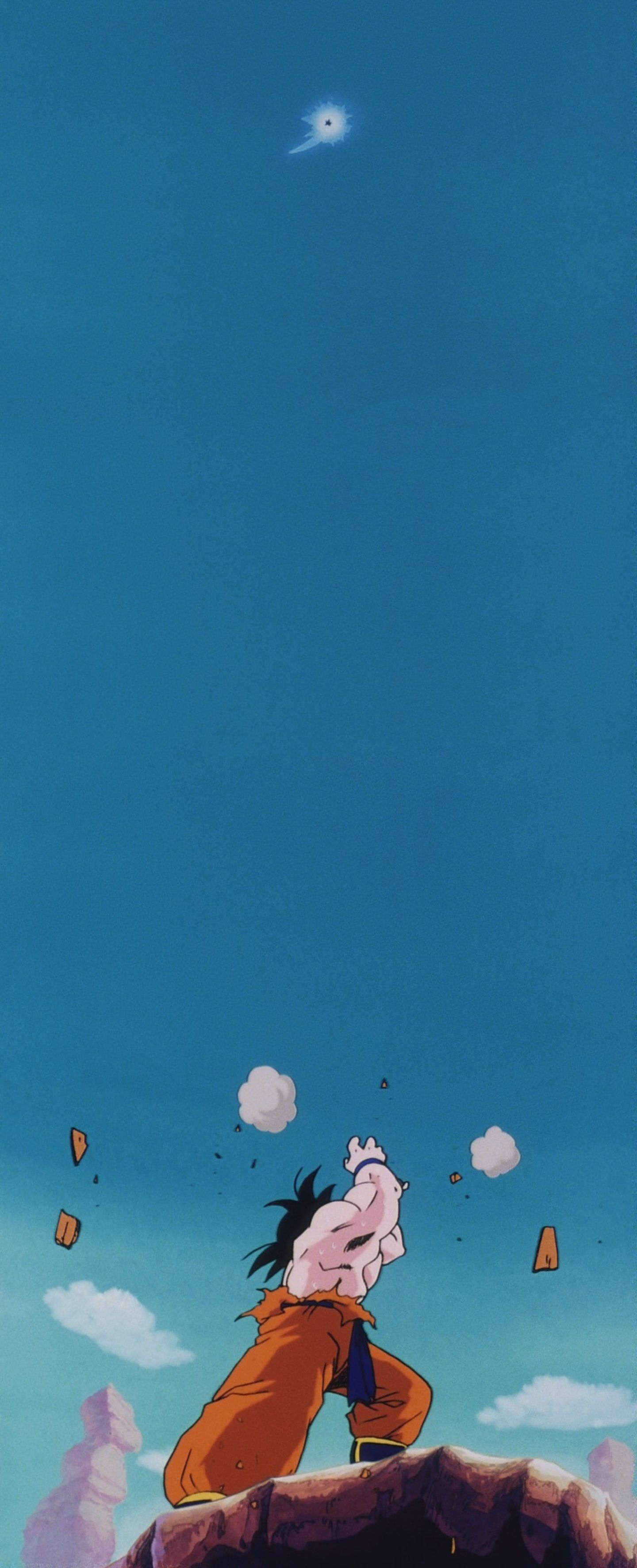 Son Goku, Dragon Ball, Blauer Himmel, Minimalistisch, QHD+, Hintergrundbild fürs Handy