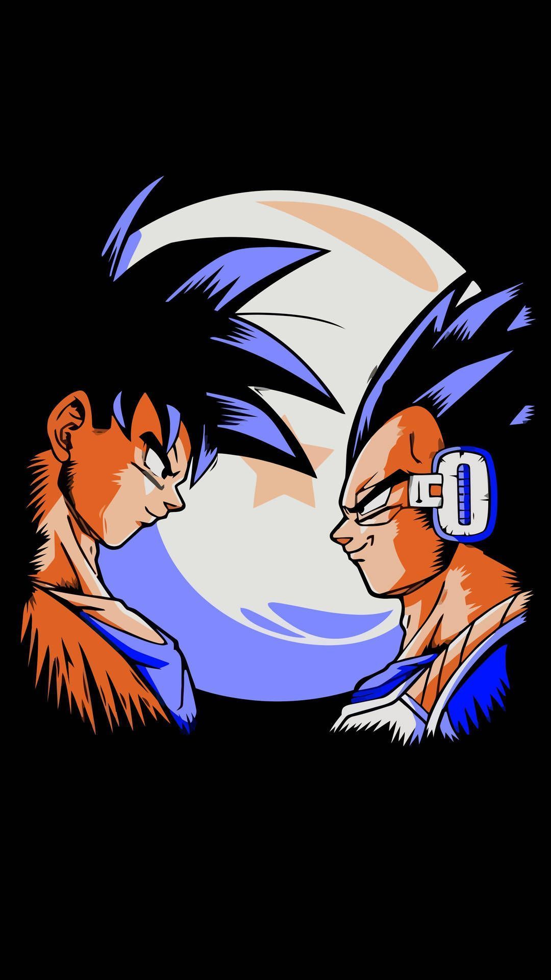 Son Goku, Vegeta, Dragon Ball, Profil, Yin und Yang, Schwarzer Hintergrund, Sperrbildschirm fürs iPhone