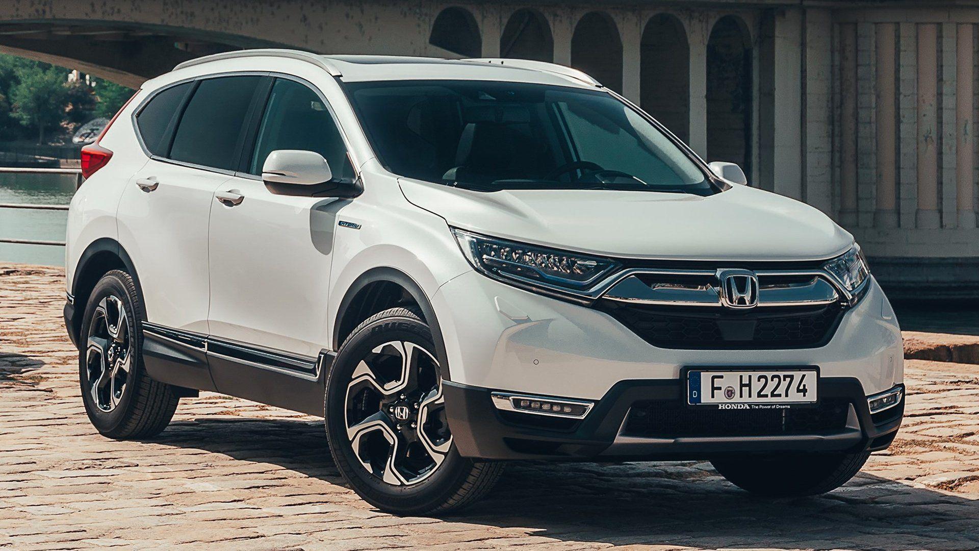 Honda CR-V Hybrid, Honda, Weißer SUV, Kopfsteinpflaster, Kompakt-SUV, Full HD, PC-Hintergrundbild