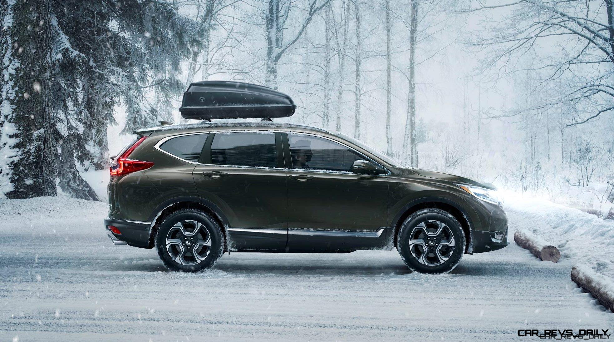 Honda CR-V, Honda, Dachbox, Schnee, Winter, Wald, Full HD, Desktop-Hintergrund für Windows
