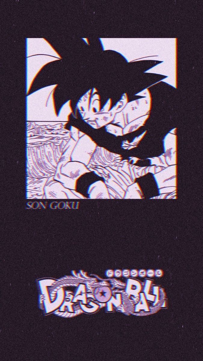 Son Goku, Dragon Ball, Manga, Schwarz-Weiß, Logo, Hochformat, Hintergrundbild fürs Smartphone