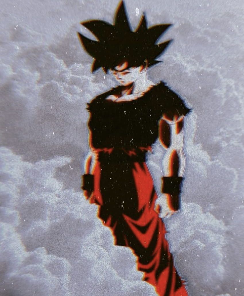 Son Goku, Dragon Ball, Wolken, Grauer Himmel, Silhouette, HD, Tablet-Hintergrund