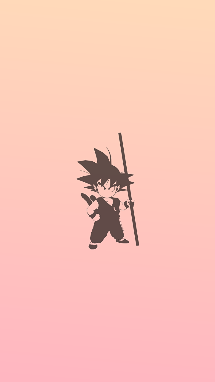 Son Goku, Kid Goku, Dragon Ball, Silhouette, Pastellrosa, Minimalistisch, HD, Handy-Hintergrundbild