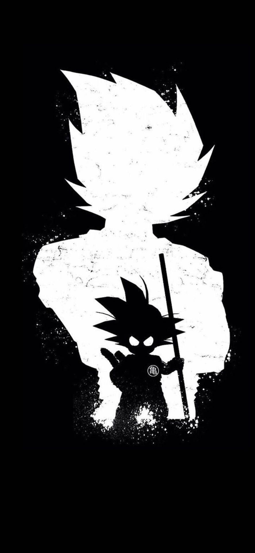 Son Goku, Kid Goku, Dragon Ball, Silhouette, Schwarz-Weiß, HD, iPhone-Hintergrundbild